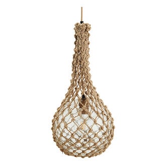 Madam Stoltz Glazen hanglamp met jute net Naturel, helder naturel, transparant