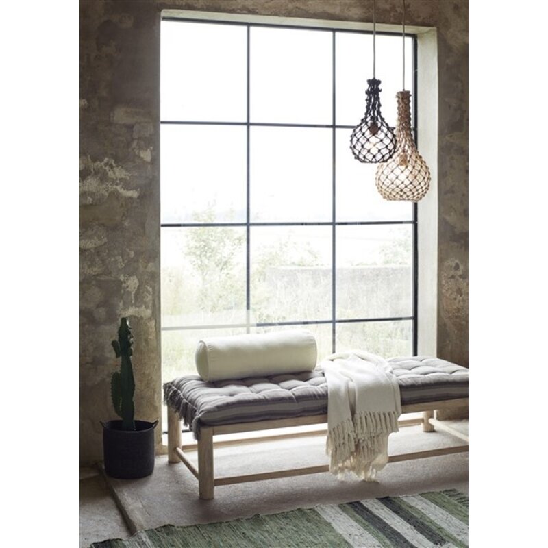 Madam Stoltz-collectie Glazen plafondlamp met jute net Naturel, helder naturel, transparant