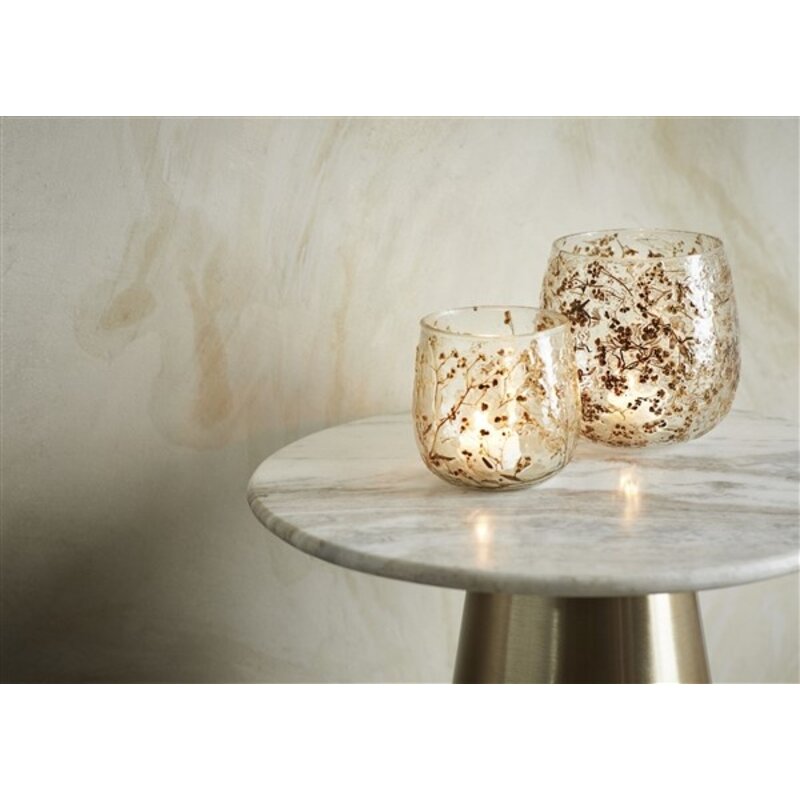 Madam Stoltz-collectie #REF! Glass votive w/ leaves Clear, natural