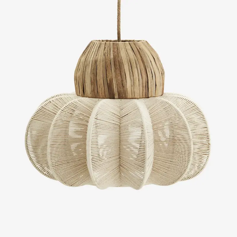Madam Stoltz-collectie Plafondlamp van katoentouw Off white, naturel