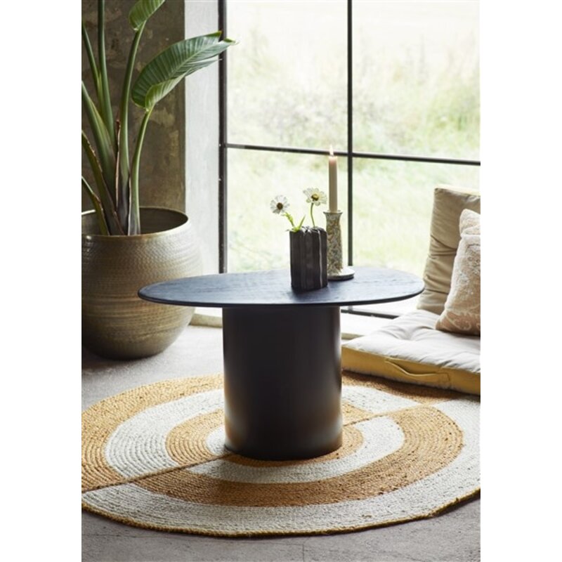 Madam Stoltz-collectie #REF! Round handwoven jute rug Off white, burnt orange