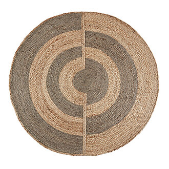 Madam Stoltz Round handwoven jute rug Natural, grey