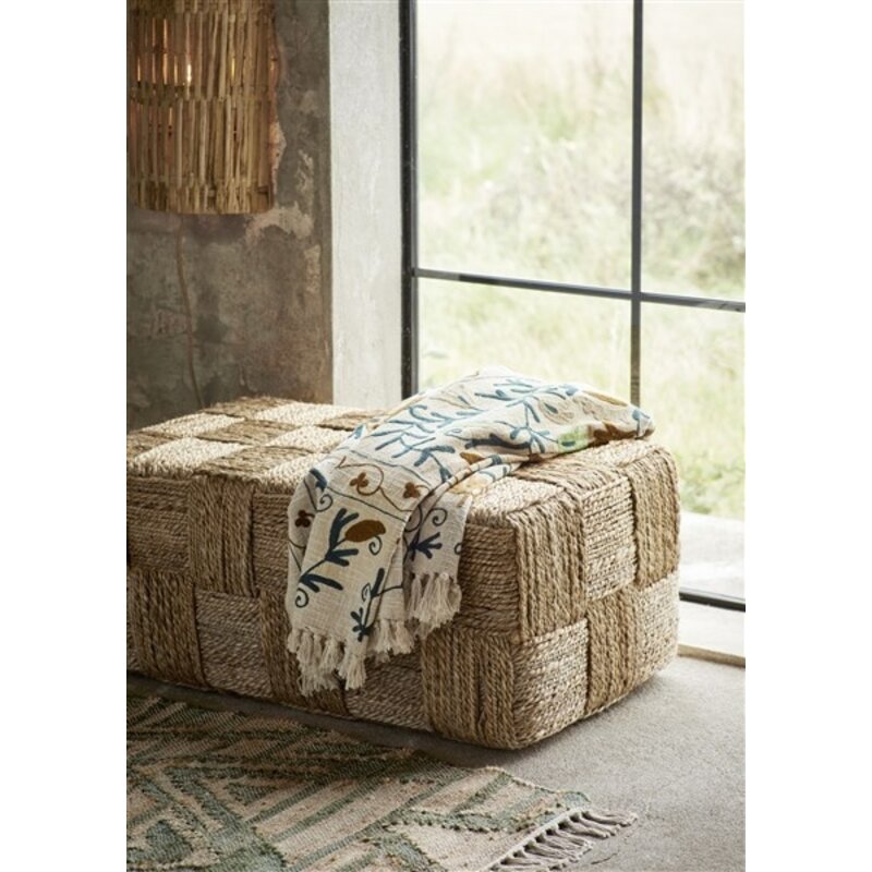 Madam Stoltz-collectie #REF! Square jute pouf Natural