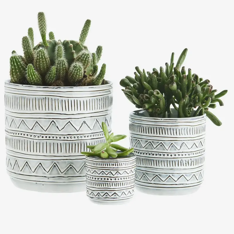 Madam Stoltz-collectie #REF! Stoneware flower pots White, brown