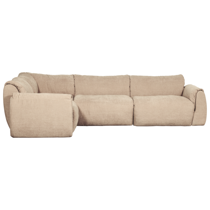 WOOOD-collectie Baggy Hoekbank Links Geweven Chenille Zand
