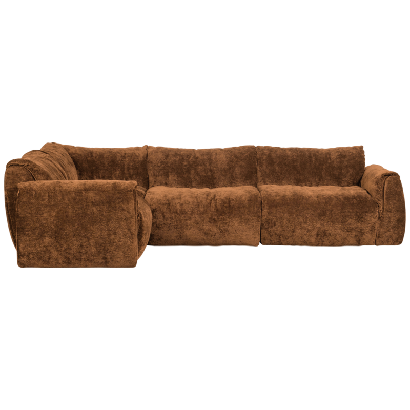 WOOOD-collectie Baggy Hoekbank Links 3D Chenille Middenbruin