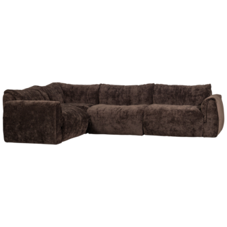 WOOOD Baggy Hoekbank Links 3D Chenille Donkerbruin