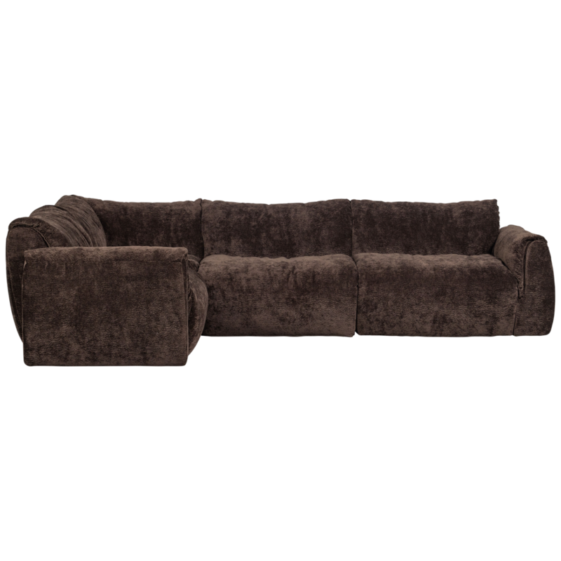 WOOOD-collectie Baggy Hoekbank Links 3D Chenille Donkerbruin