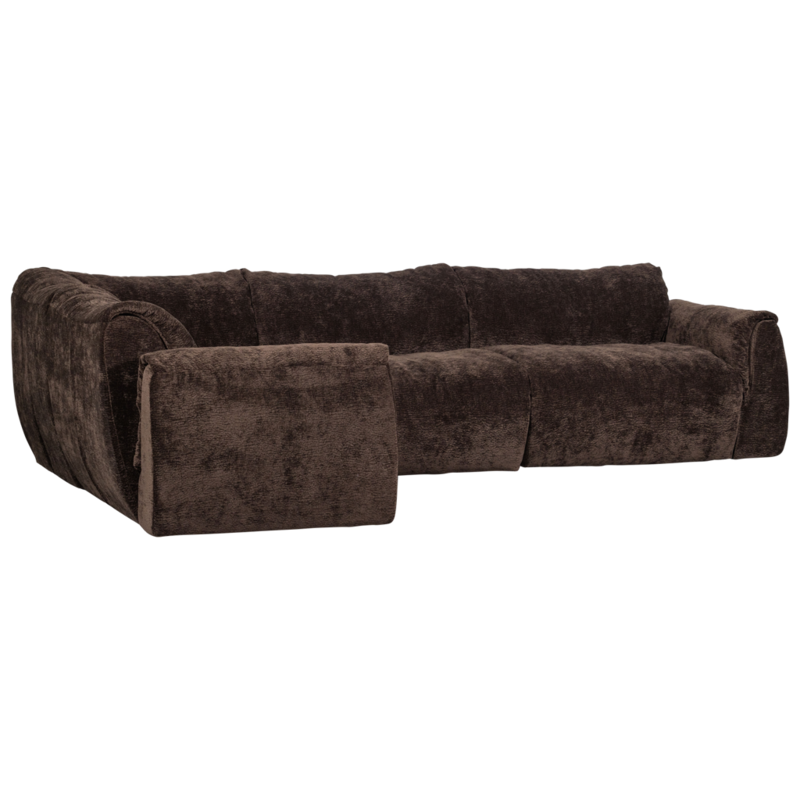 WOOOD-collectie Baggy Hoekbank Links 3D Chenille Donkerbruin