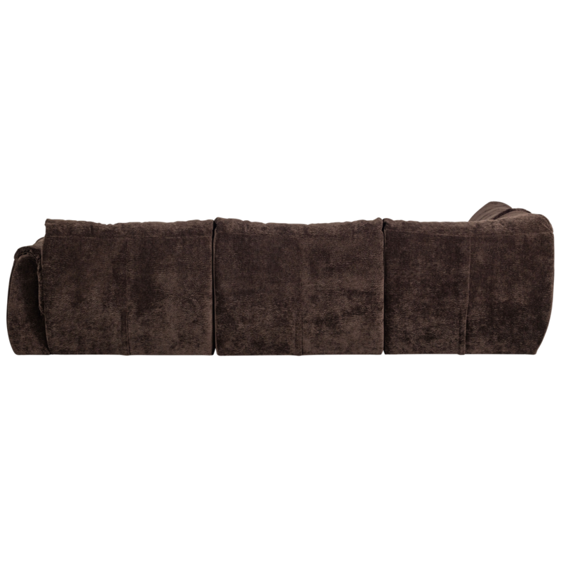 WOOOD-collectie Baggy Hoekbank Links 3D Chenille Donkerbruin