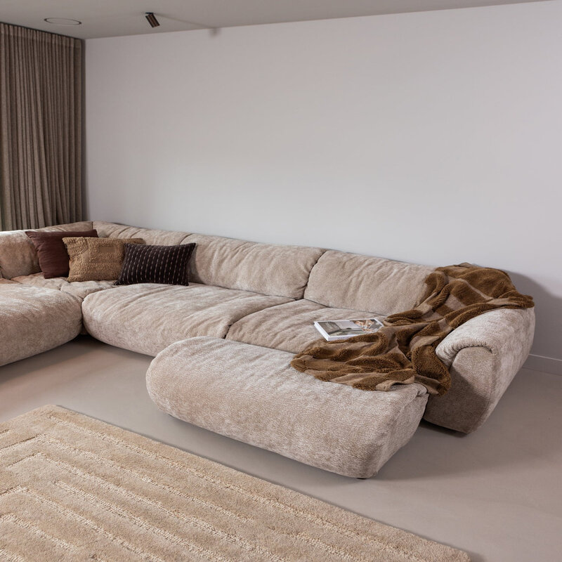 WOOOD-collectie BAGGY 1-ZITS MET ARM RECHTS 3D CHENILLE ZAND