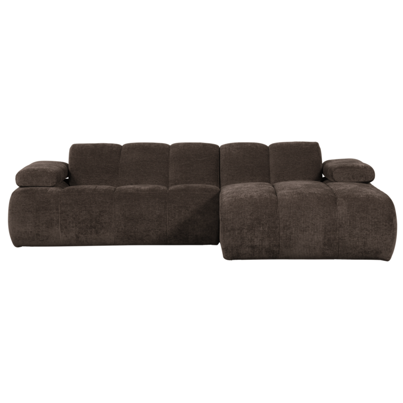 WOOOD-collectie Mojo Chaise Longue Rechts Geweven Ribstof Bruin