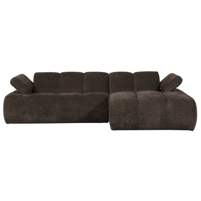 WOOOD-collectie Mojo Chaise Longue Rechts Geweven Ribstof Bruin