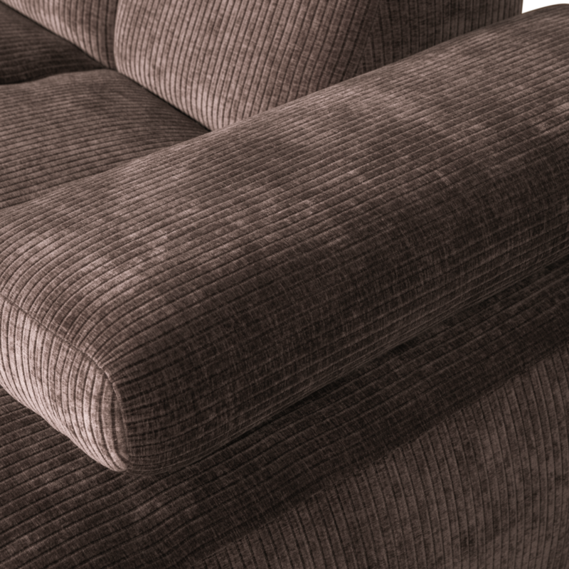 WOOOD-collectie Mojo Chaise Longue Rechts Geweven Ribstof Bruin
