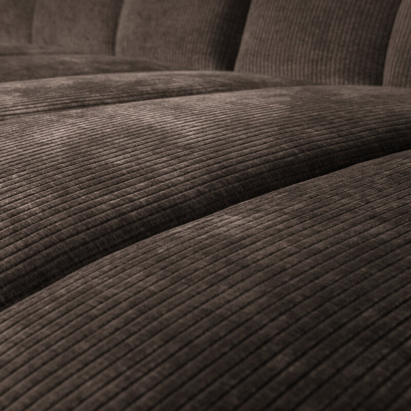 WOOOD-collectie Mojo Chaise Longue Rechts Geweven Ribstof Bruin