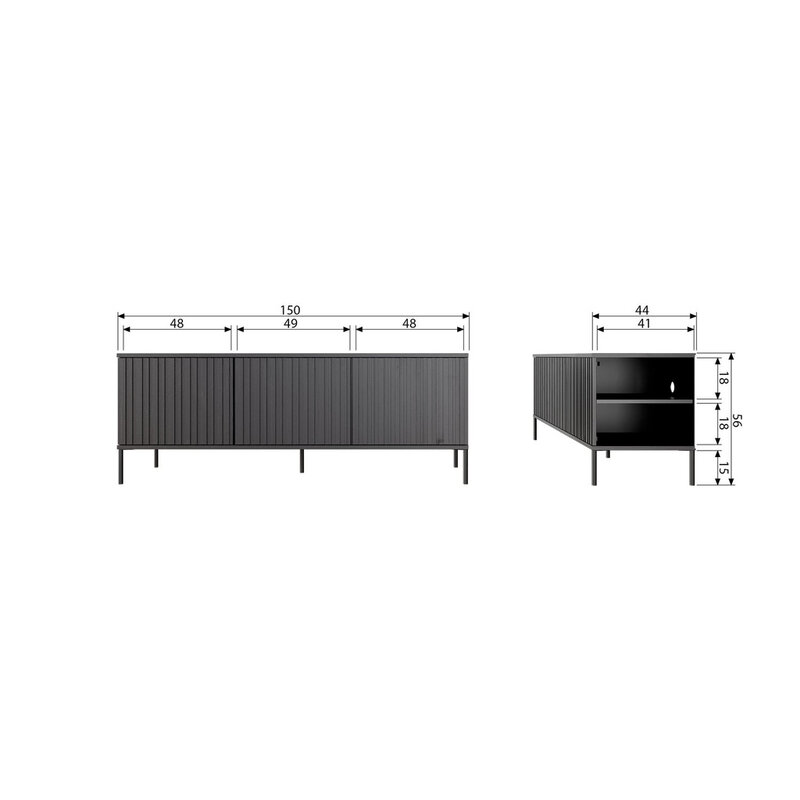WOOOD-collectie New Gravure Tv Meubel 150 Cm Grenen Dust [Fsc]
