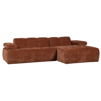 WOOOD Mojo Chaise Longue Rechts Geweven Ribstof Roestbruin