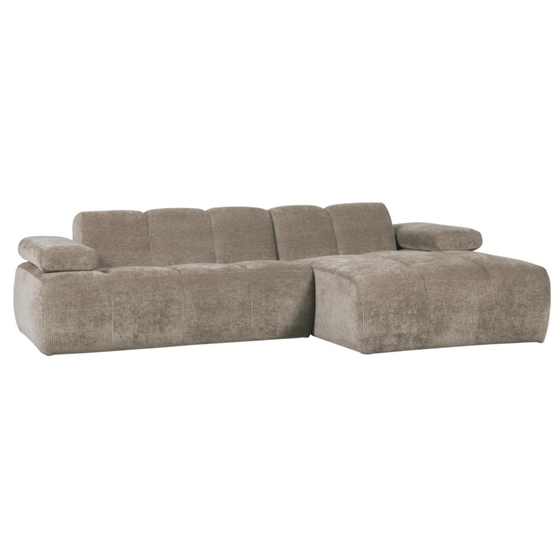 WOOOD-collectie Mojo Chaise Longue Rechts Geweven Ribstof Donkerzand