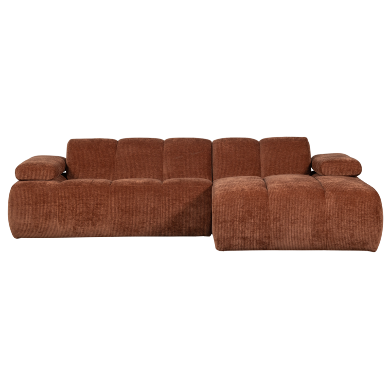WOOOD-collectie Mojo Chaise Longue Rechts Geweven Ribstof Roestbruin