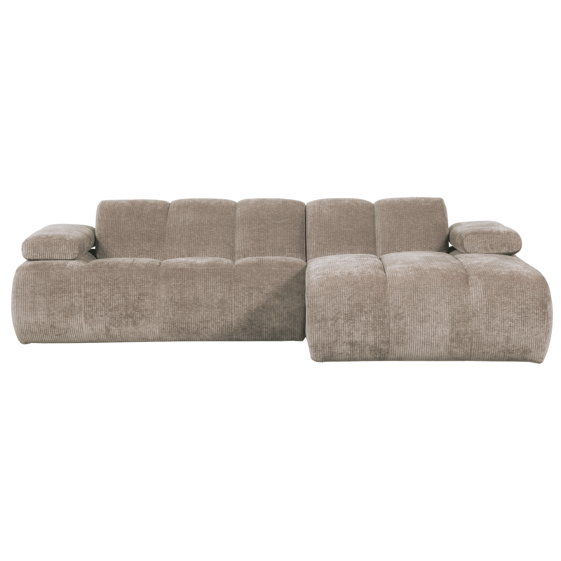 WOOOD-collectie Mojo Chaise Longue Rechts Geweven Ribstof Donkerzand