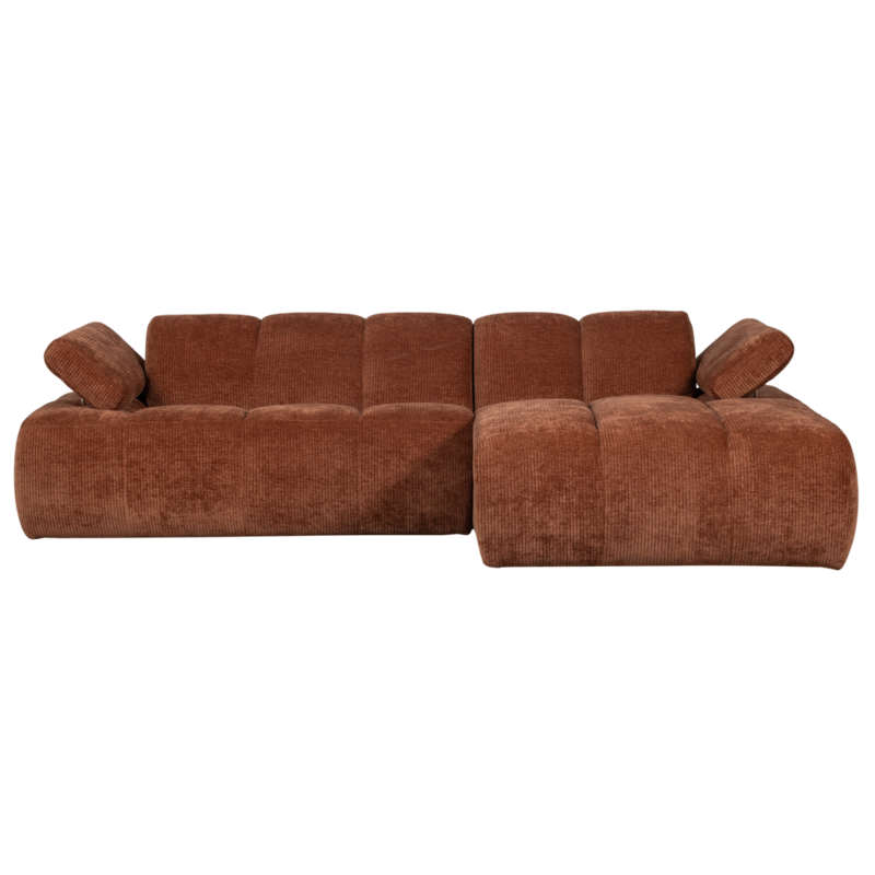 WOOOD-collectie Mojo Chaise Longue Rechts Geweven Ribstof Roestbruin