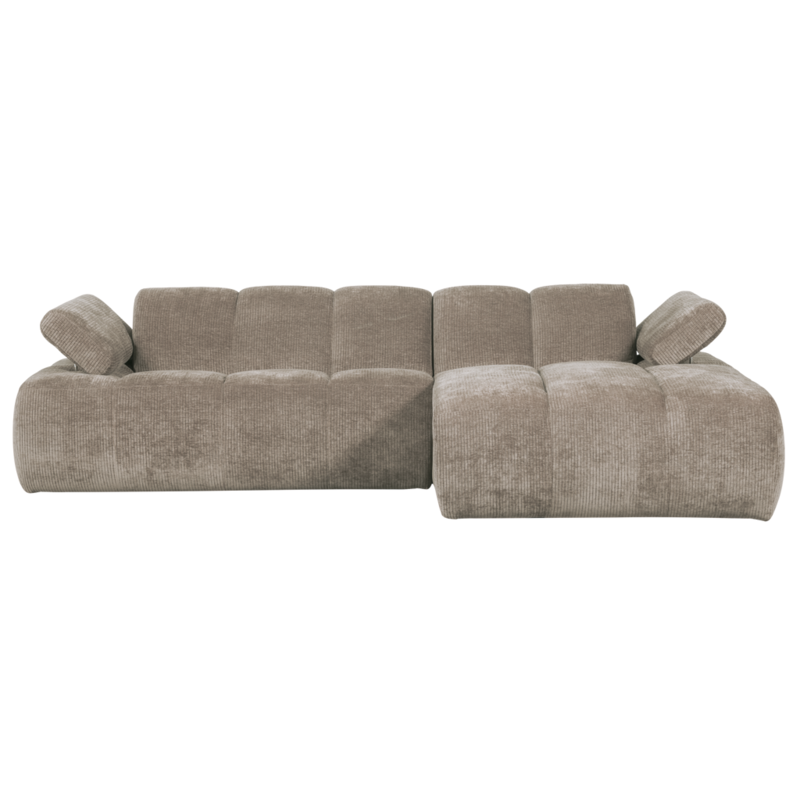 WOOOD-collectie Mojo Chaise Longue Rechts Geweven Ribstof Donkerzand