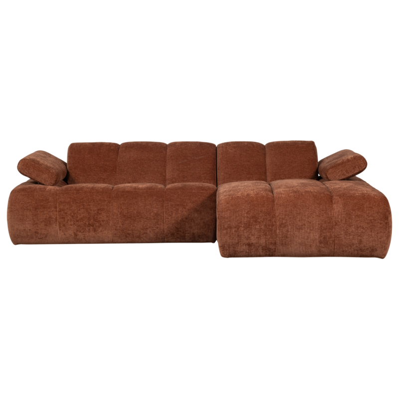 WOOOD-collectie Mojo Chaise Longue Rechts Geweven Ribstof Roestbruin