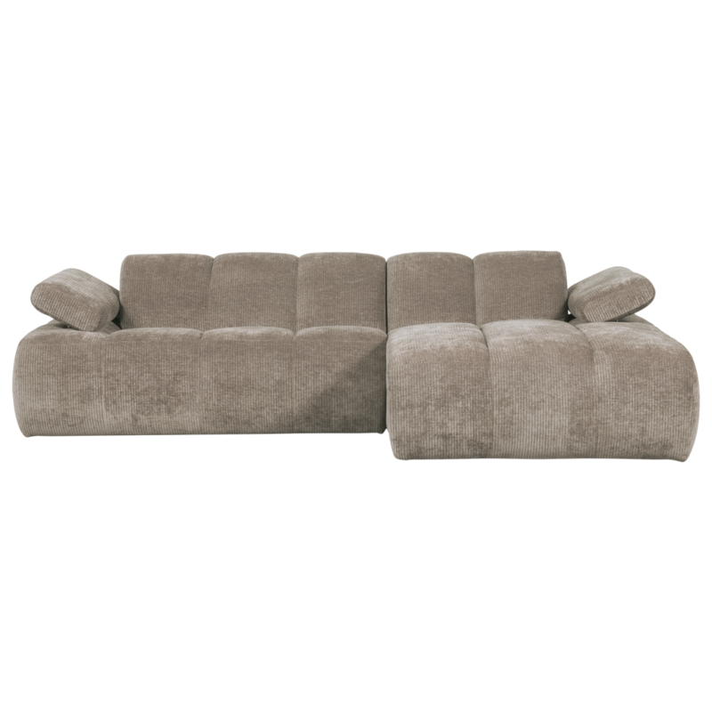 WOOOD-collectie Mojo Chaise Longue Rechts Geweven Ribstof Donkerzand