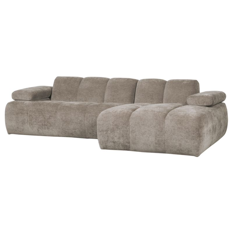 WOOOD-collectie Mojo Chaise Longue Rechts Geweven Ribstof Donkerzand