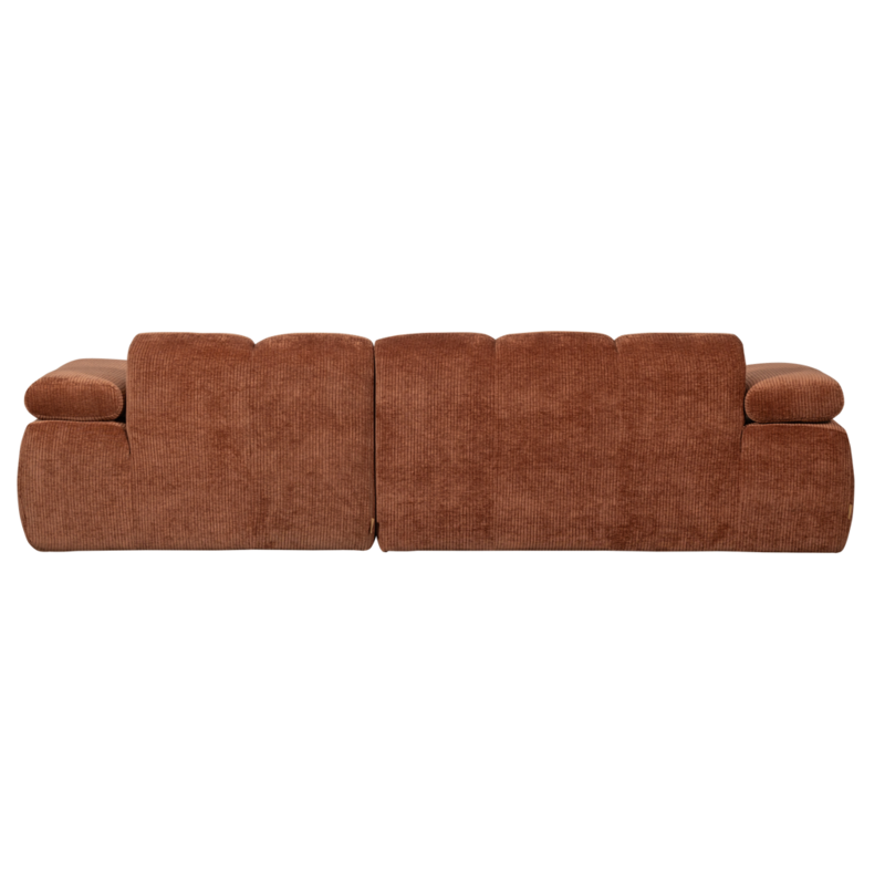 WOOOD-collectie Mojo Chaise Longue Rechts Geweven Ribstof Roestbruin
