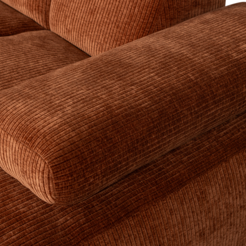 WOOOD-collectie Mojo Chaise Longue Rechts Geweven Ribstof Roestbruin