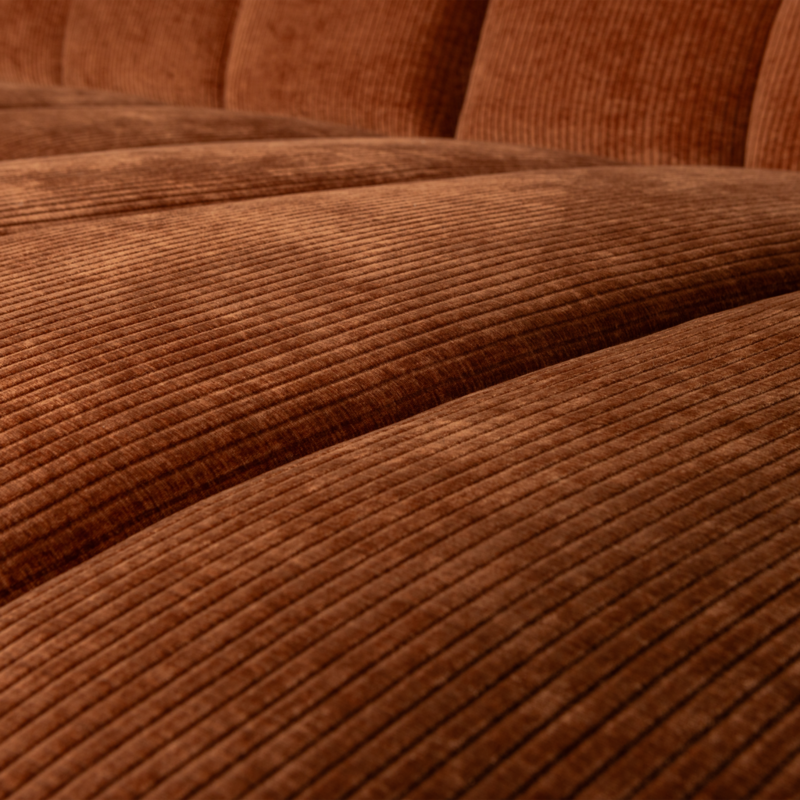 WOOOD-collectie Mojo Chaise Longue Rechts Geweven Ribstof Roestbruin
