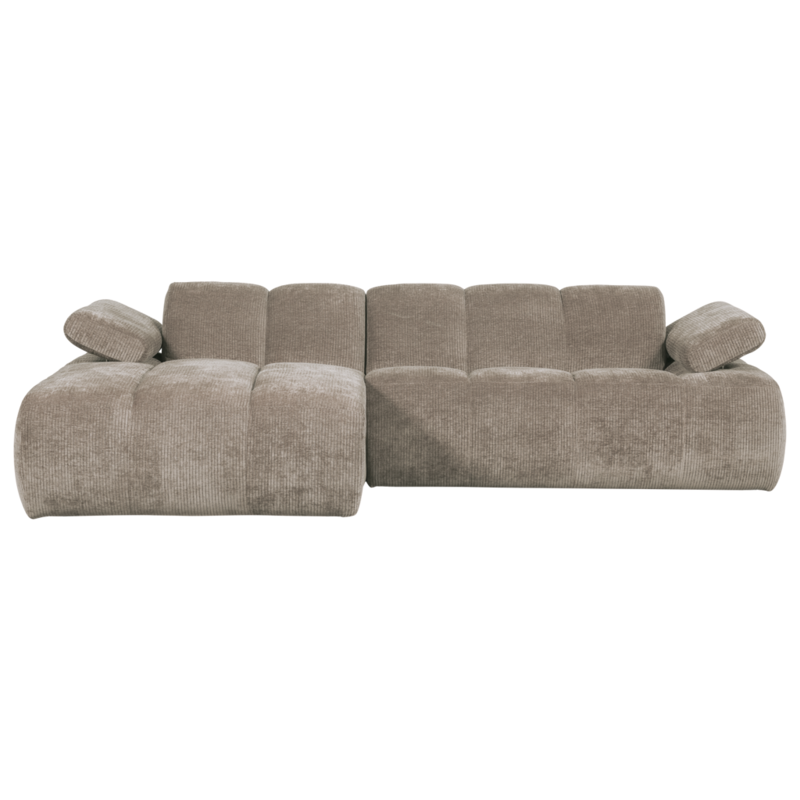 WOOOD-collectie Mojo Chaise Longue Links Geweven Ribstof Donkerzand