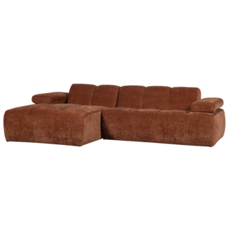 WOOOD Mojo Chaise Longue Links Geweven Ribstof Roestbruin