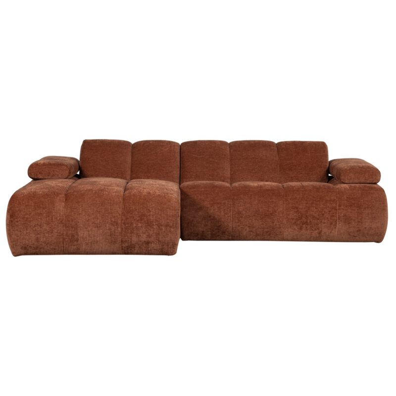 WOOOD-collectie Mojo Chaise Longue Links Geweven Ribstof Roestbruin