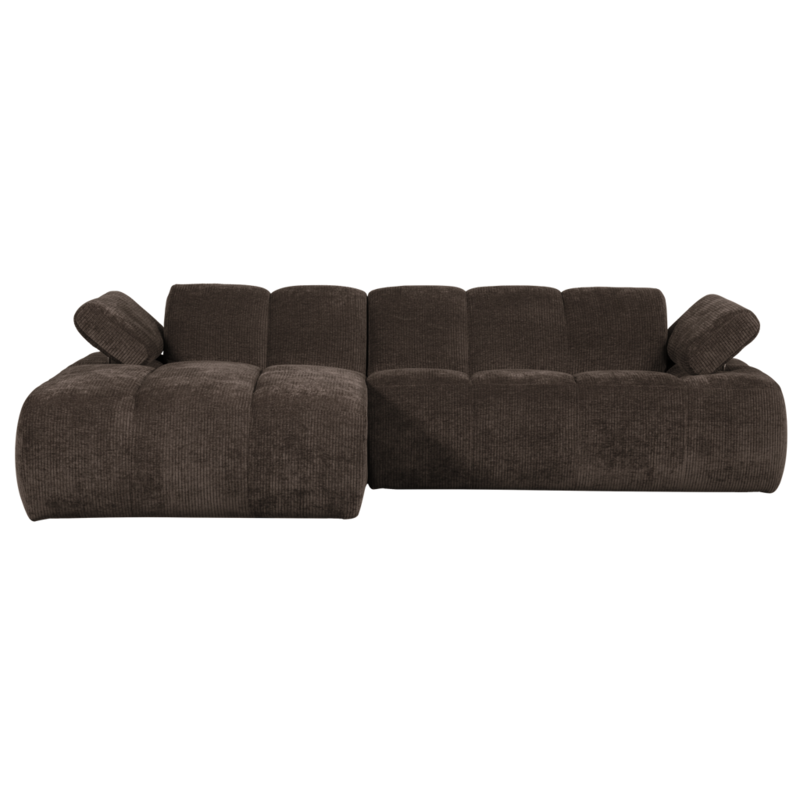 WOOOD-collectie MOJO CHAISE LONGUE LINKS GEWEVEN RIBSTOF BRUIN