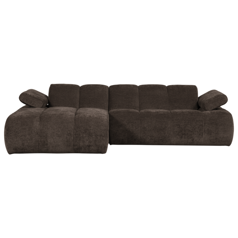 WOOOD-collectie MOJO CHAISE LONGUE LINKS GEWEVEN RIBSTOF BRUIN