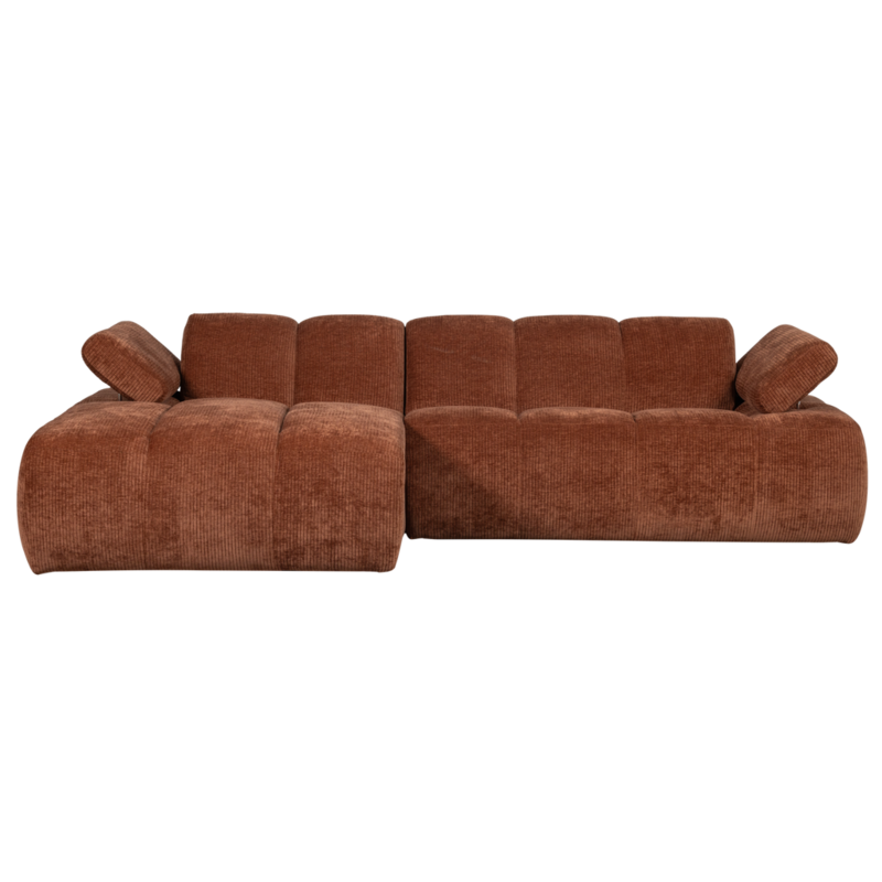 WOOOD-collectie Mojo Chaise Longue Links Geweven Ribstof Roestbruin