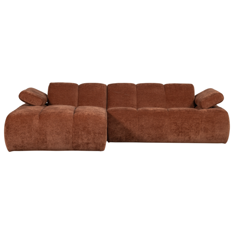 WOOOD-collectie Mojo Chaise Longue Links Geweven Ribstof Roestbruin