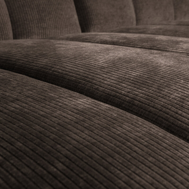 WOOOD-collectie MOJO CHAISE LONGUE LINKS GEWEVEN RIBSTOF BRUIN