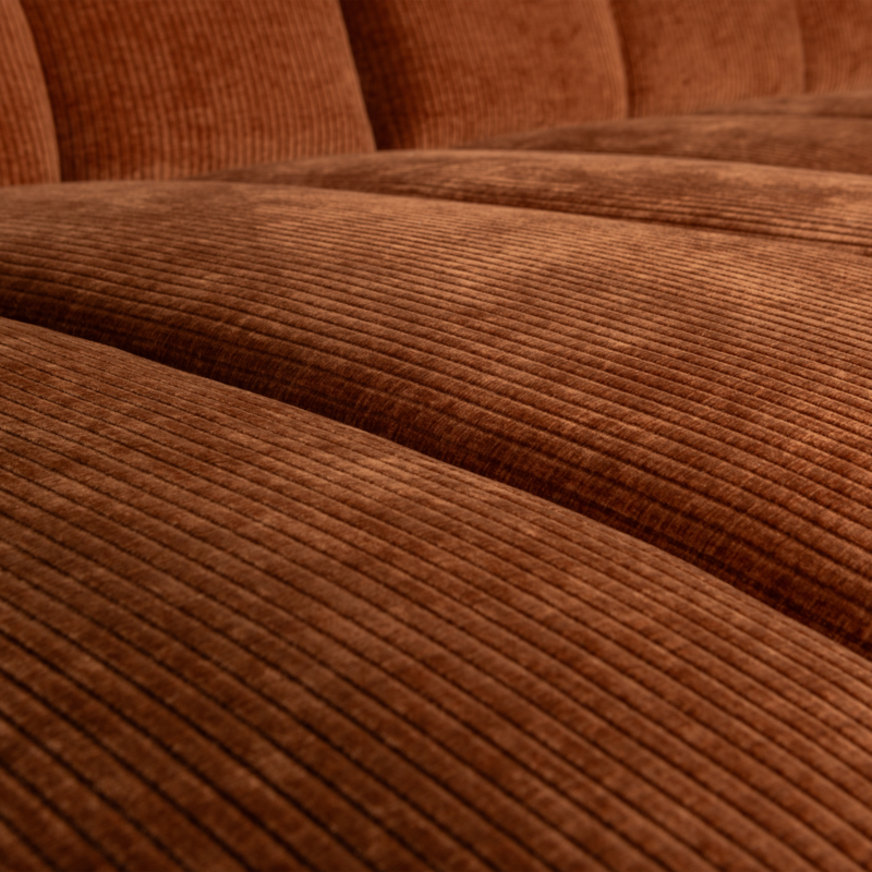 WOOOD-collectie Mojo Chaise Longue Links Geweven Ribstof Roestbruin