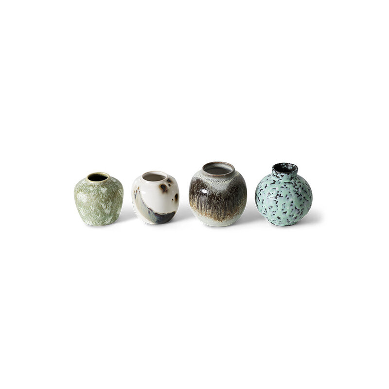 HKLIVING-collectie 70s ceramics: small vases, canyon (set of 4)