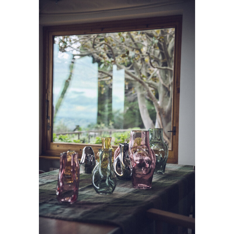 HKLIVING-collectie Gleam glass high vaas, olijf