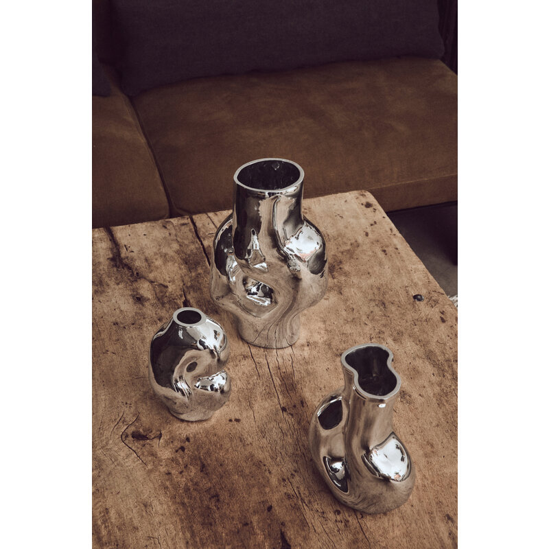 HKLIVING-collectie Gleam glass high vase, chrome