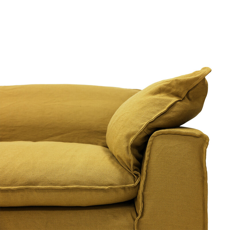 HKLIVING-collectie Nomad bank: 305cm, linnen, burnt ochre