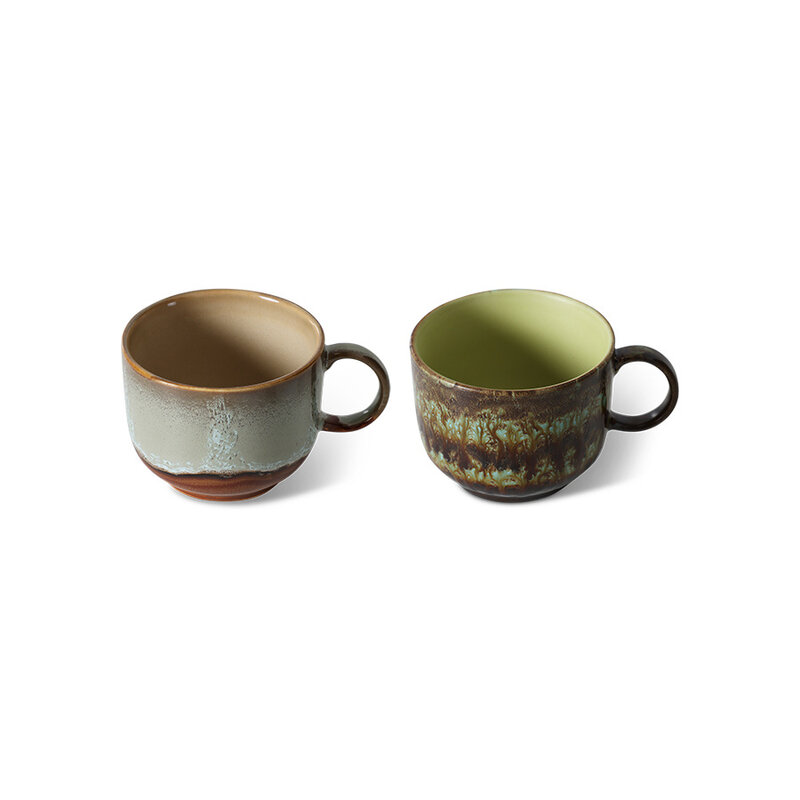 HKLIVING-collectie 70s keramiek: theemokken odyssey (set of 2)