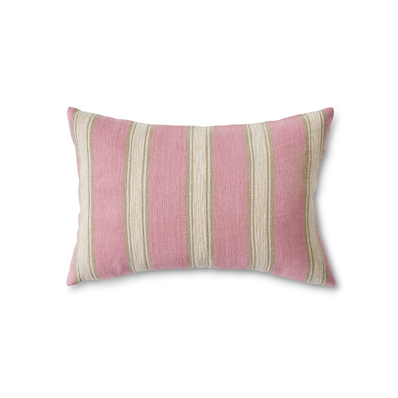 HKLIVING-collectie Geweven gestreept kussen blush (60x40cm)