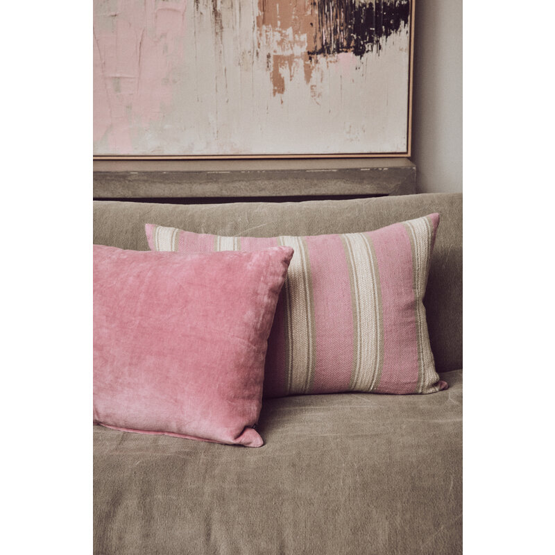 HKLIVING-collectie Geweven gestreept kussen blush (60x40cm)