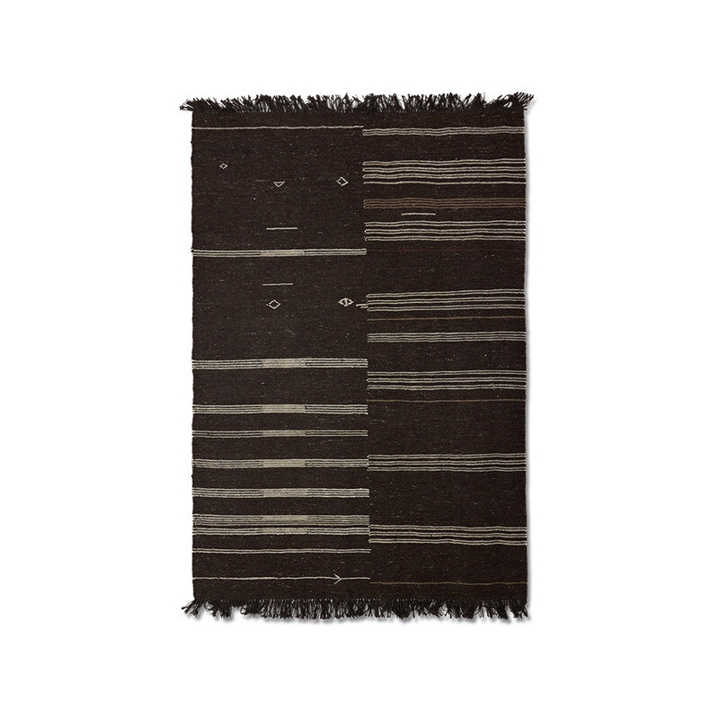 HKLIVING-collectie Gestreepte wollen kelim bruin (150x240cm)