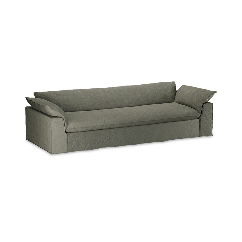 HKLIVING-collectie Nomad bank: 305cm, linnen, army green